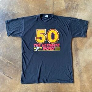 VTG 90s 50th Birthday F-Word Black Graphic Novelty Funny Comedy T-Shirt